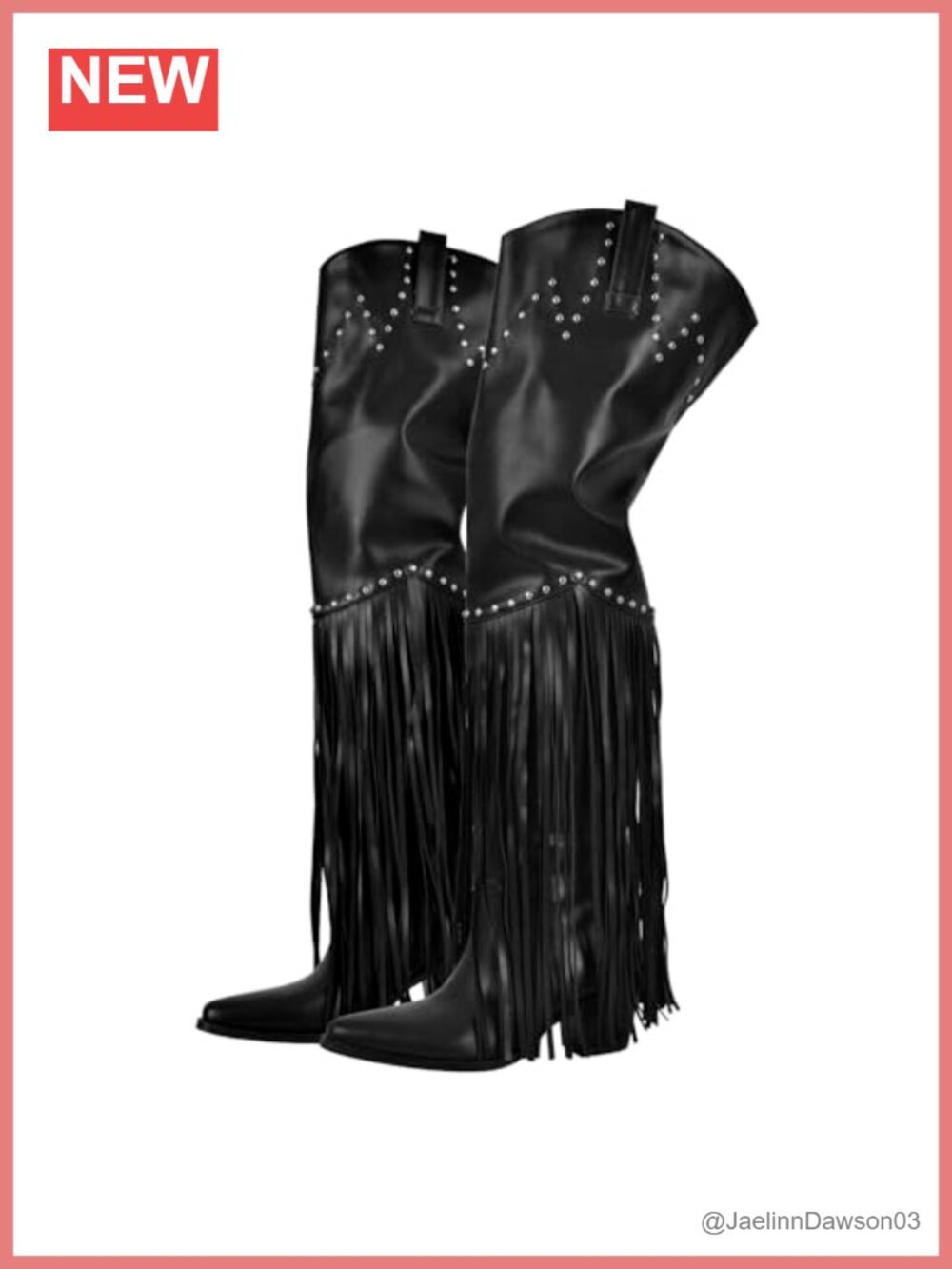 Western Fringe Over Knee Wide Calf Cowgirl Boots Side Zipper Stacked Heel
